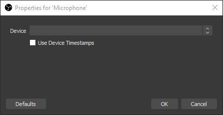 Select your microphone device from the dropdown box